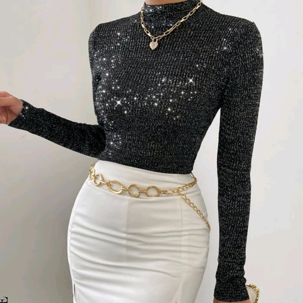 Shein knit mock neck sweater